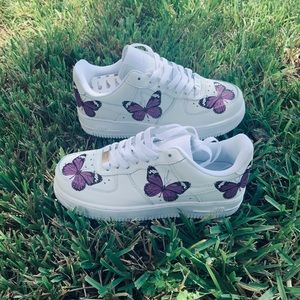 Custom Nike Air Force 1 Purple Butterfly